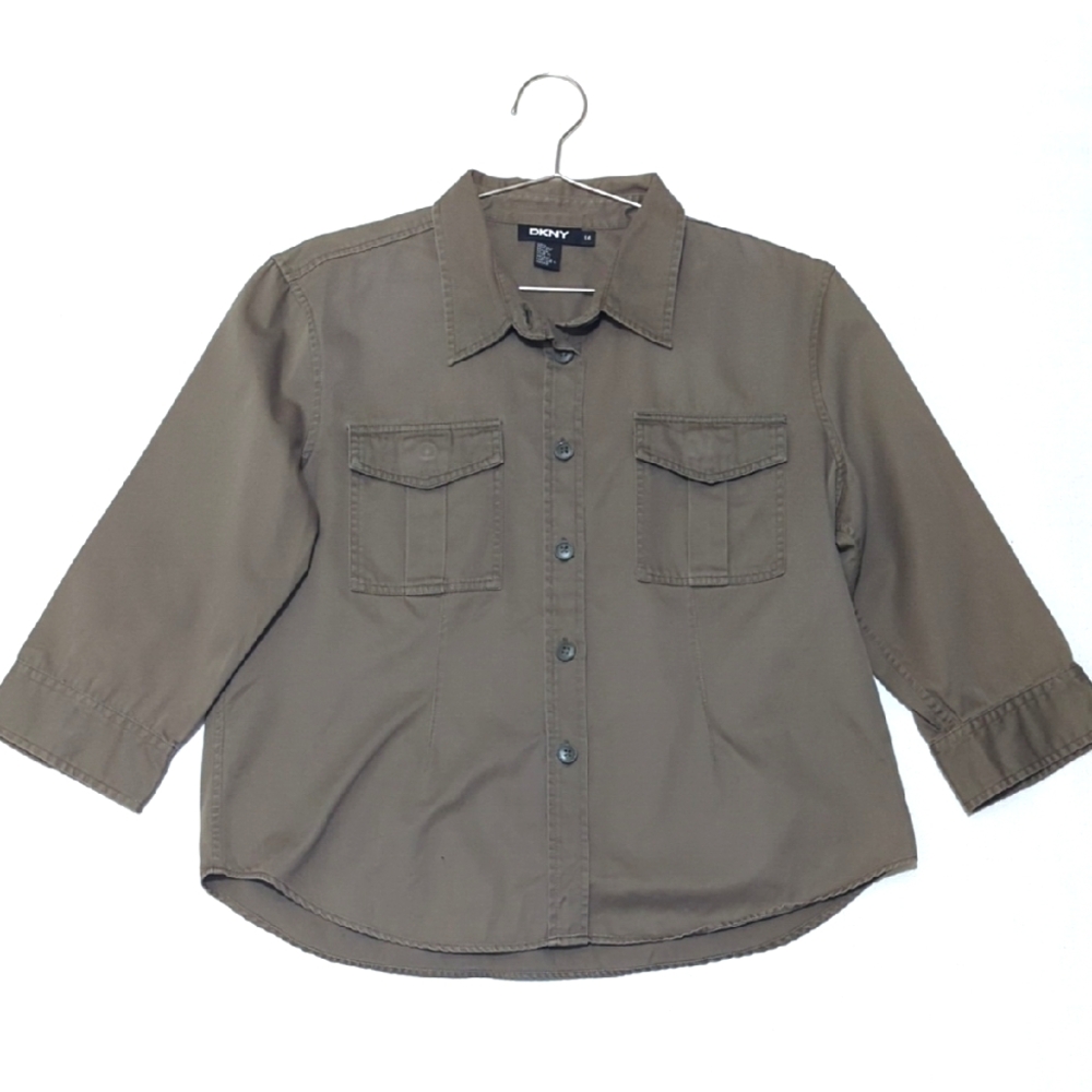 DKNY | Utility | Button Up | Shacket | Military Style | Gorpcore | Grunge | Hike